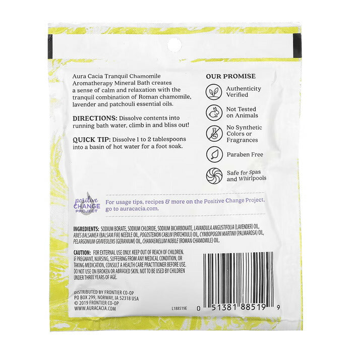 【オーラカシア】入浴剤 Aura Cacia アロマセラピーミネラルバス トランキルカモミール 70.9g バズソルト バスグッズ バスグッズ おしゃれ アロマオイル アロマセラピー スパ 自宅 お風呂 快眠 癒し 安眠効果