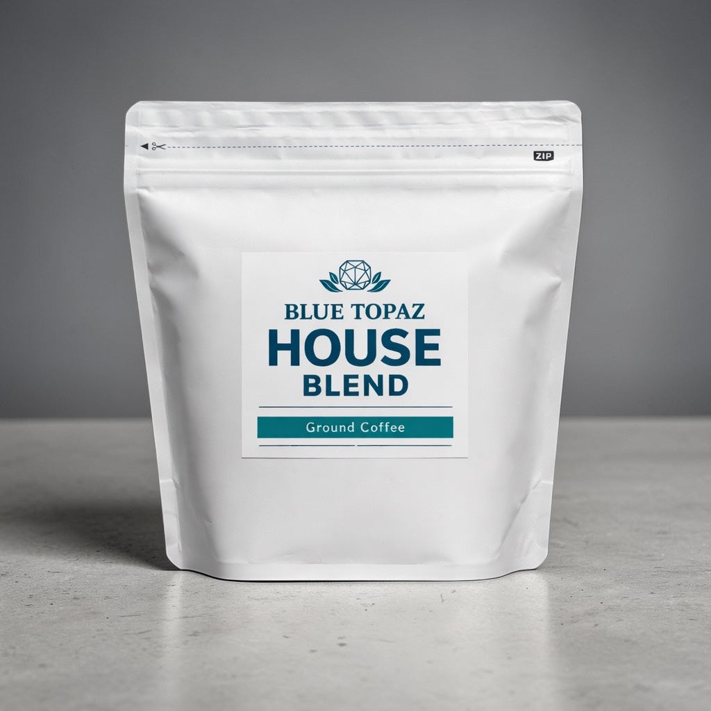 おかわりしたくなるコーヒー BLUE TOPAZ HOUSE BLEND コーヒー 粉 250g ブルートパーズ ハウスブレンド 自然栽培 高級アラビカ種 ティピカAA 無農薬 コストコ スタバ風