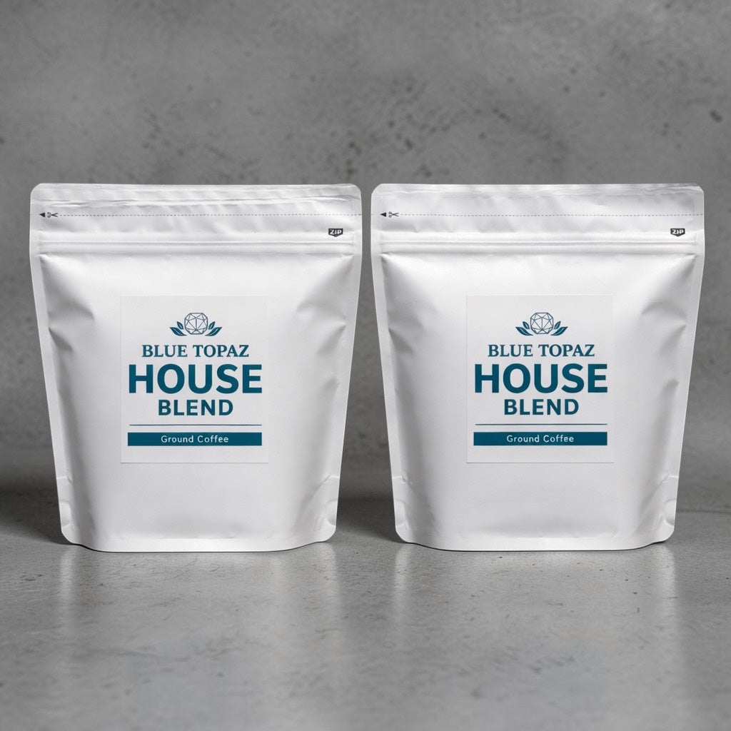 【2個セット】おかわりしたくなるコーヒー BLUE TOPAZ HOUSE BLEND コーヒー 粉 250g ブルートパーズ ハウスブレンド 自然栽培 ティピカAA 無農薬 コストコ スタバ風