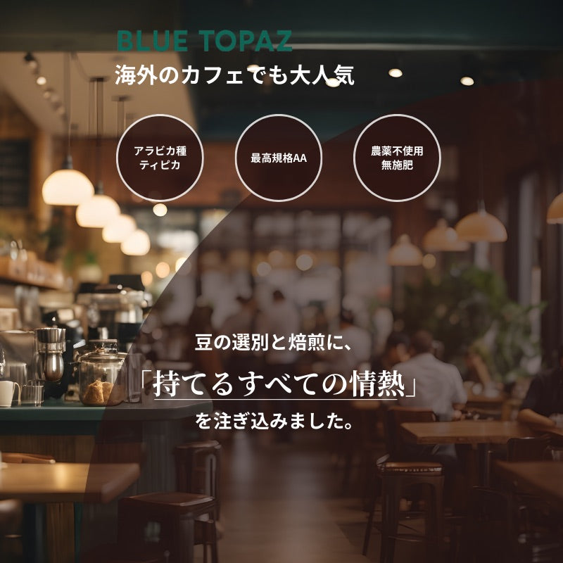 【おかわりしたくなるコーヒー】ブルートパーズ ハウスブレンド コーヒー豆500g|無農薬 自然栽培|高級アラビカ種 ティピカAA