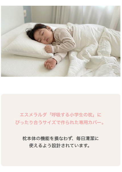 【公式】エスメラルダ 呼吸する小学生の枕専用枕カバー まくらカバー 枕カバー 呼吸する枕シリーズ専用まくらカバー メール便送料無料 替えカバー ピローケース 洗い替え やさしい肌ざわり