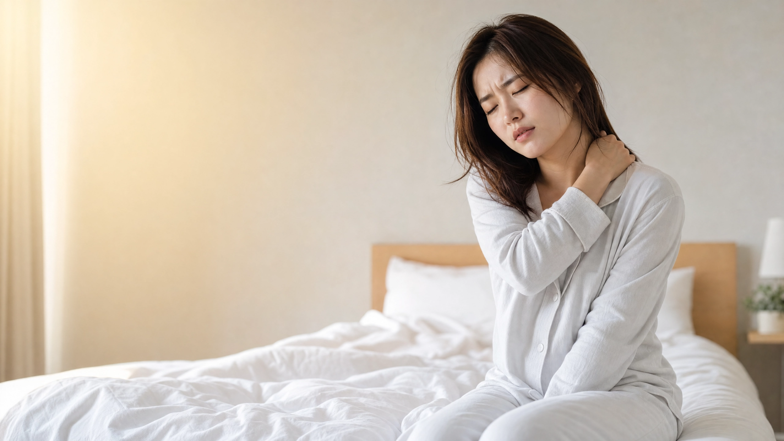 毎朝、起きるたびに首と肩がガチガチ…その原因は？