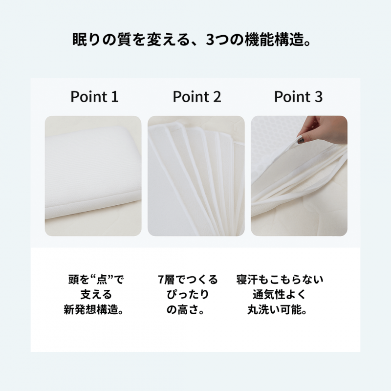 【エスメラルダ】大人用まくら｜深い呼吸で深く眠れる【スーストン枕】睡眠中の気道を確保する構造｜14日間返金保証付