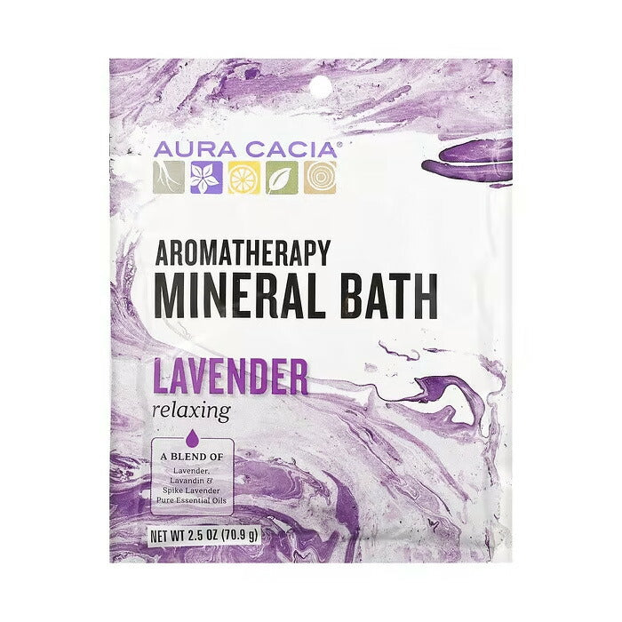 【オーラカシア】入浴剤 Aura Cacia  アロマセラピーミネラルバス リラックスラベンダー 70.9g