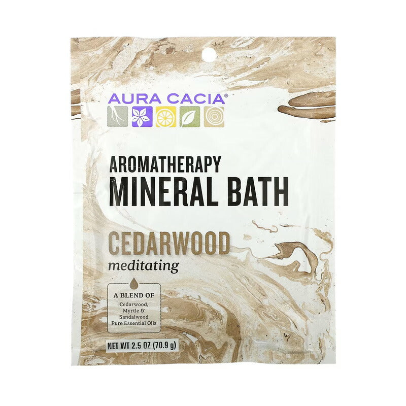 【オーラカシア】入浴剤 Aura Cacia アロマセラピーミネラルバス メディテーティングシーダーウッド 70.9g バズソル