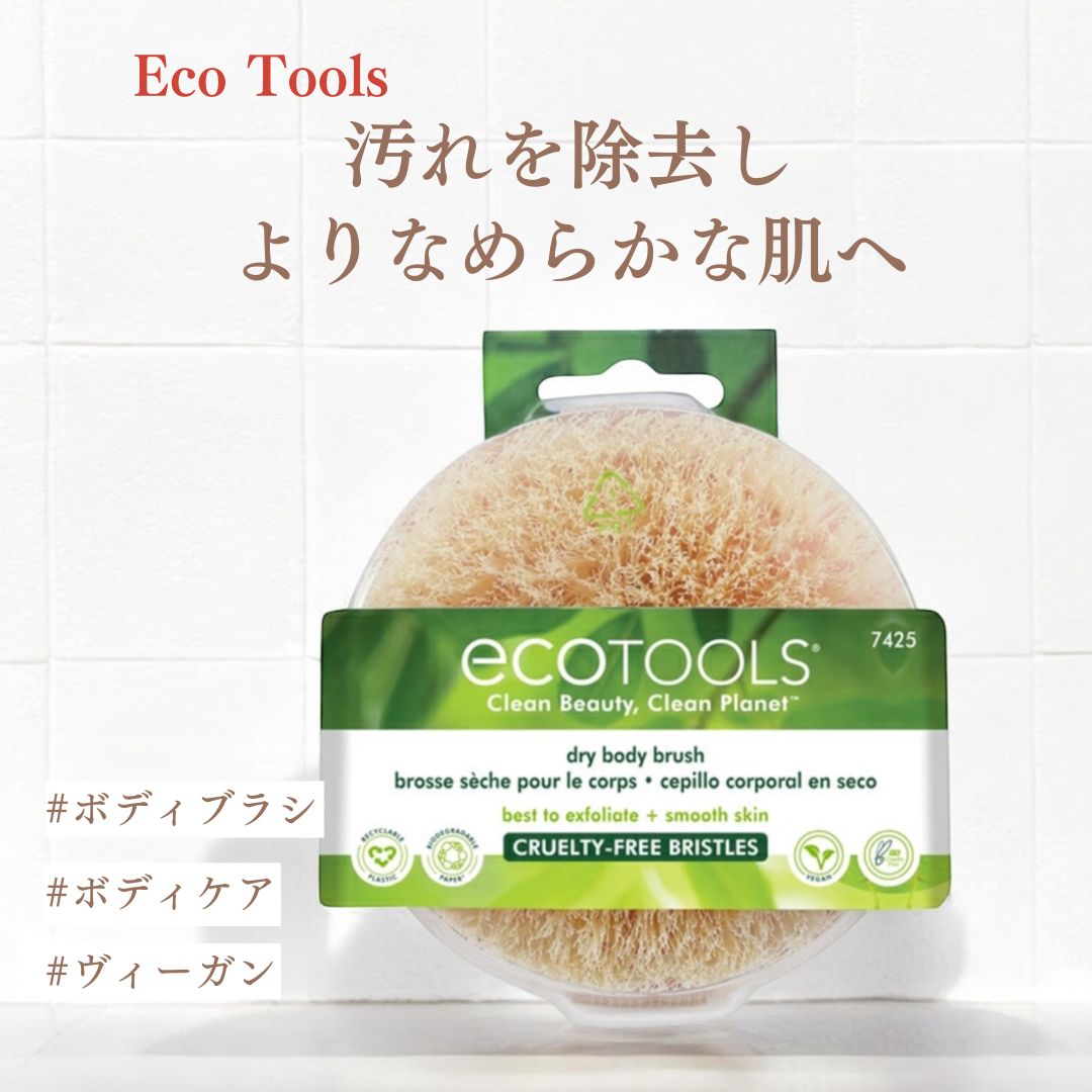 【EcoTools】（エコツールズ） ドライボディブラシ Ecotools Dry Body Brush ボディケア ボディーケア マッサージ ドライブラシ バス バスグッズ ホームケア 入浴前 リンパ 血行促進 角質除去 スパ体験 手のひらサイズ
