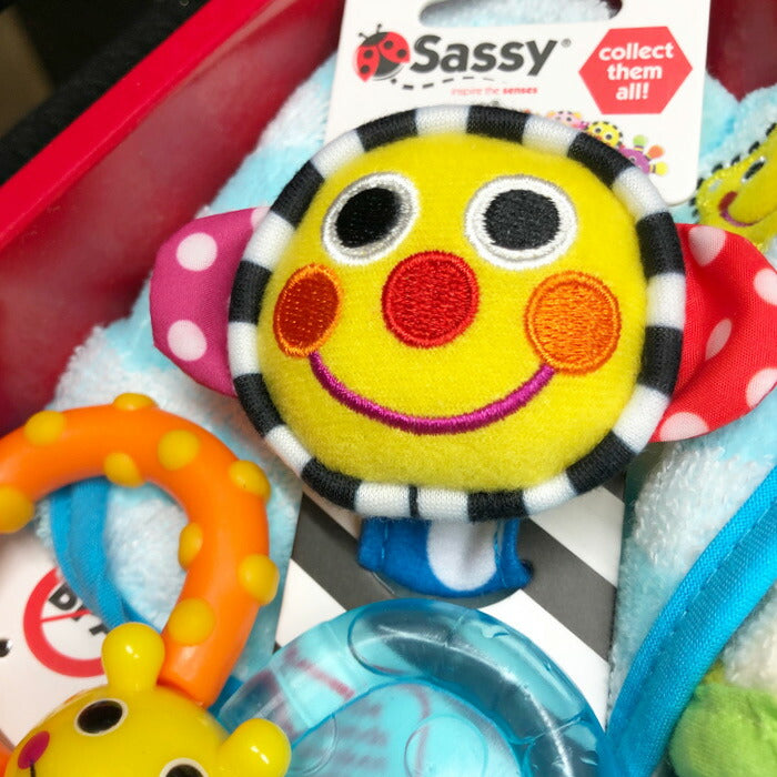 Sassy サッシー 出産祝いセット 5点セット タオル ビブ ラトル 歯固め ギフトセット 知育玩具【すぐ使えるギフトグッズ詰め合わせ 売れ筋 ギフトセット】 出産祝い 内祝い 誕生日 お祝い プレゼント ギフト クリスマス